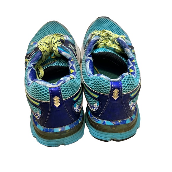 ASICS Women's Blue/Green Gel T48q Bluelime Running Shoe/Sneaker-Size 6.5 - Picture 7 of 13